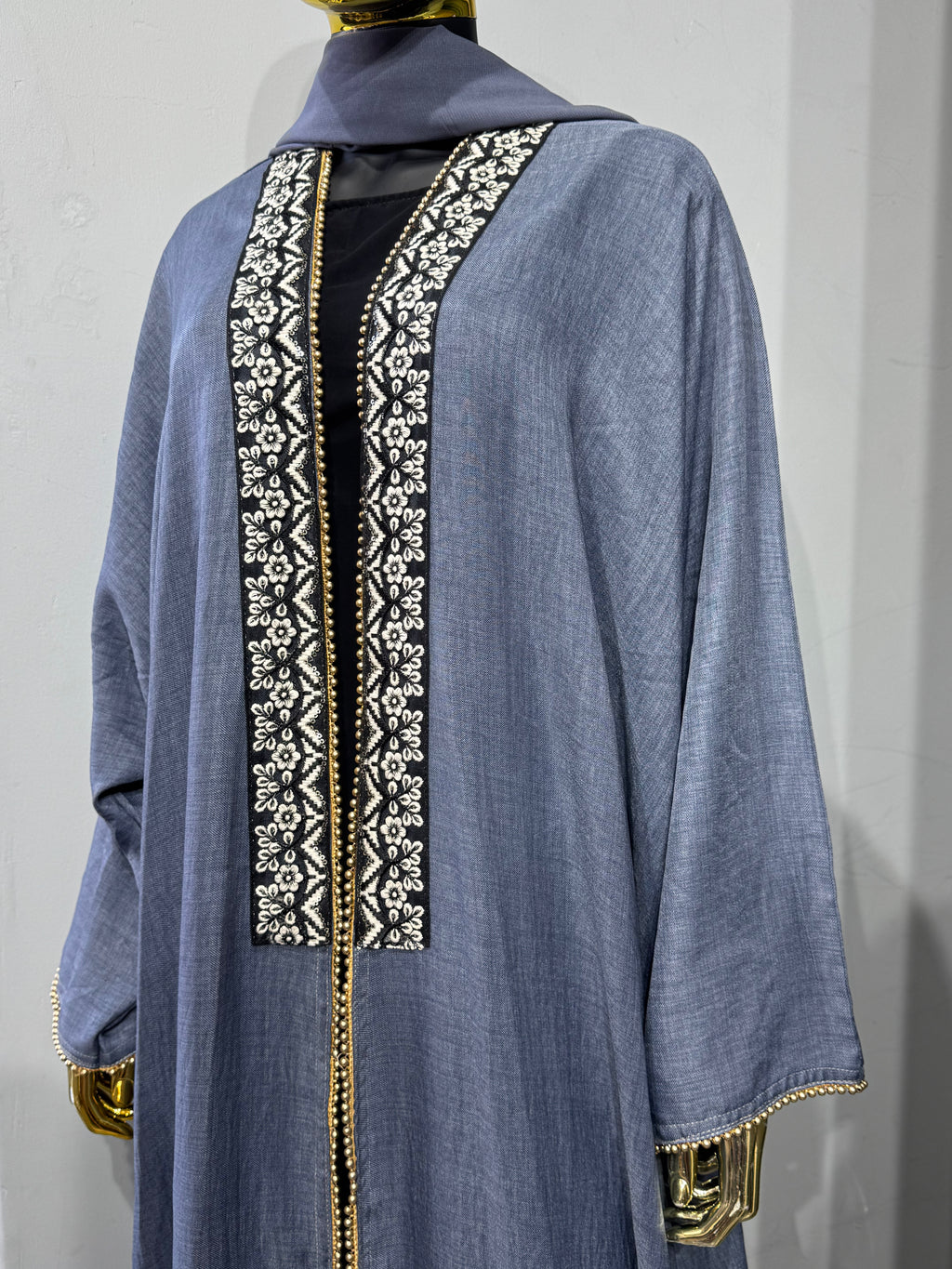 Layla Al Yasmine Floral Embroidered Open Abaya