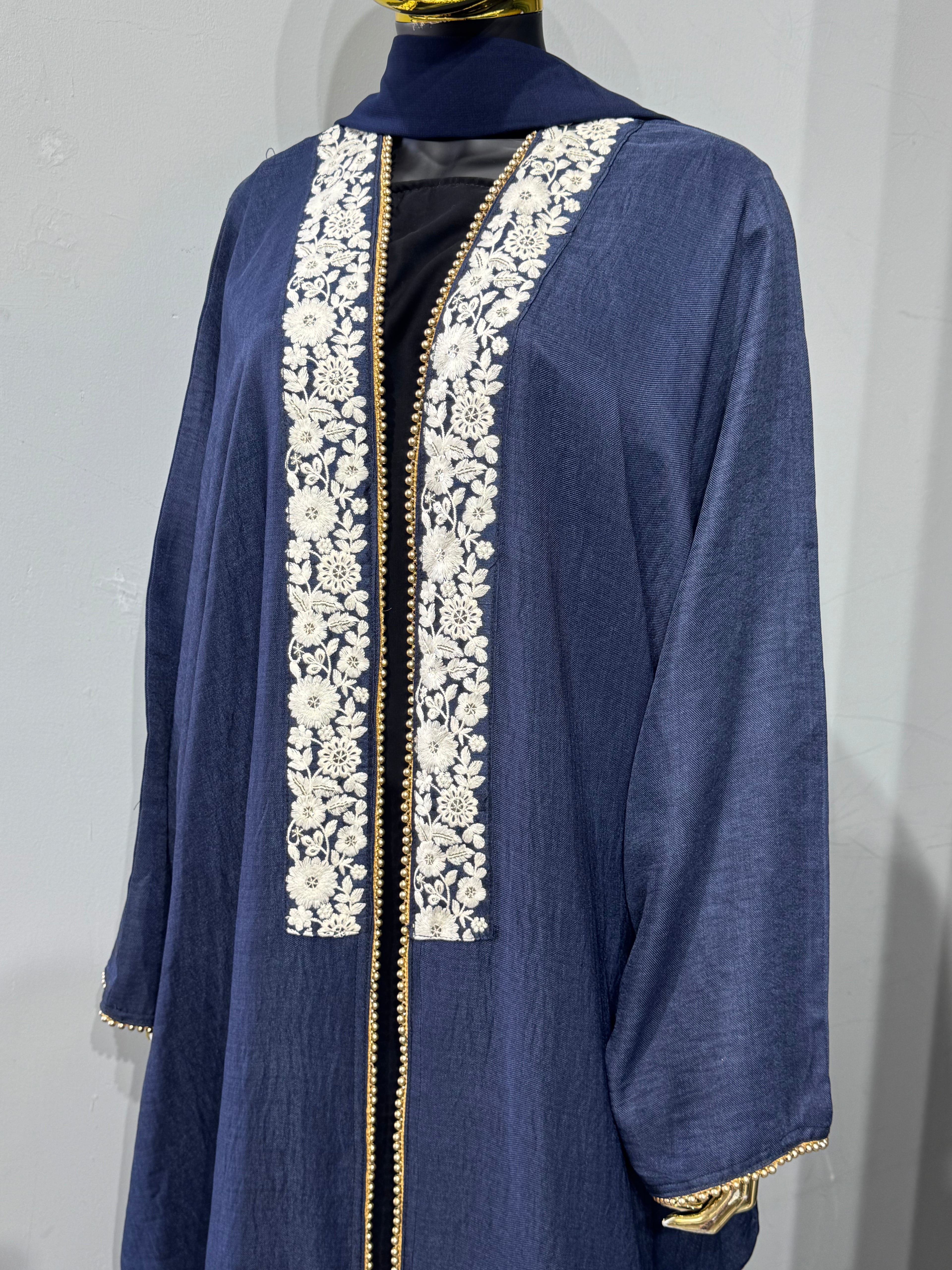 Layla Al Yasmine Floral Embroidered Open Abaya