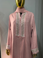 Fringe-Trim Embroidered Abaya