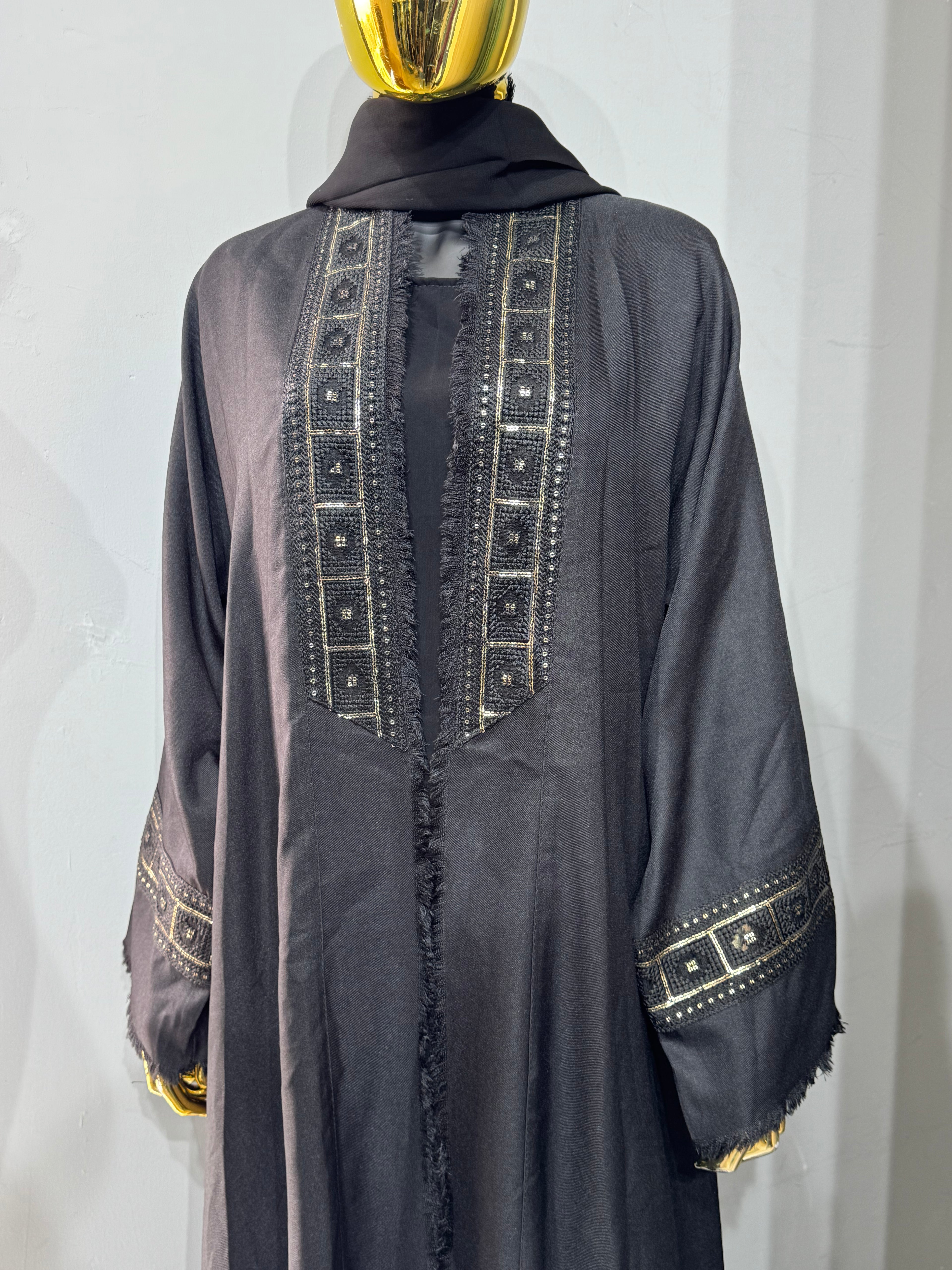Open Throw Panel Fringe Abaya