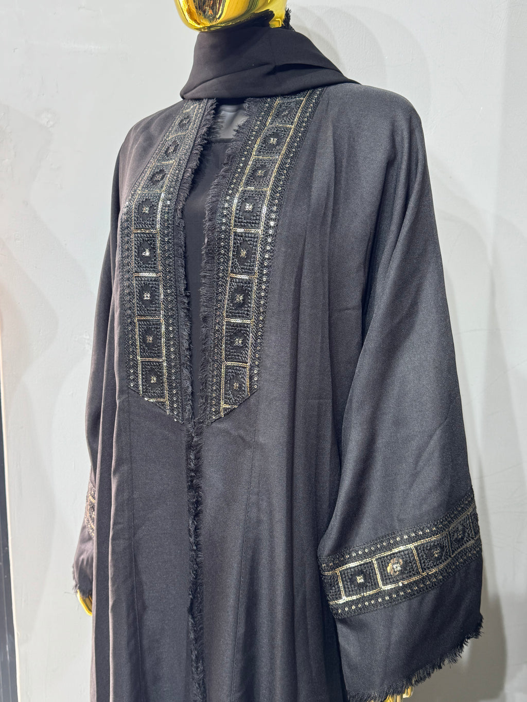 Open Throw Panel Fringe Abaya