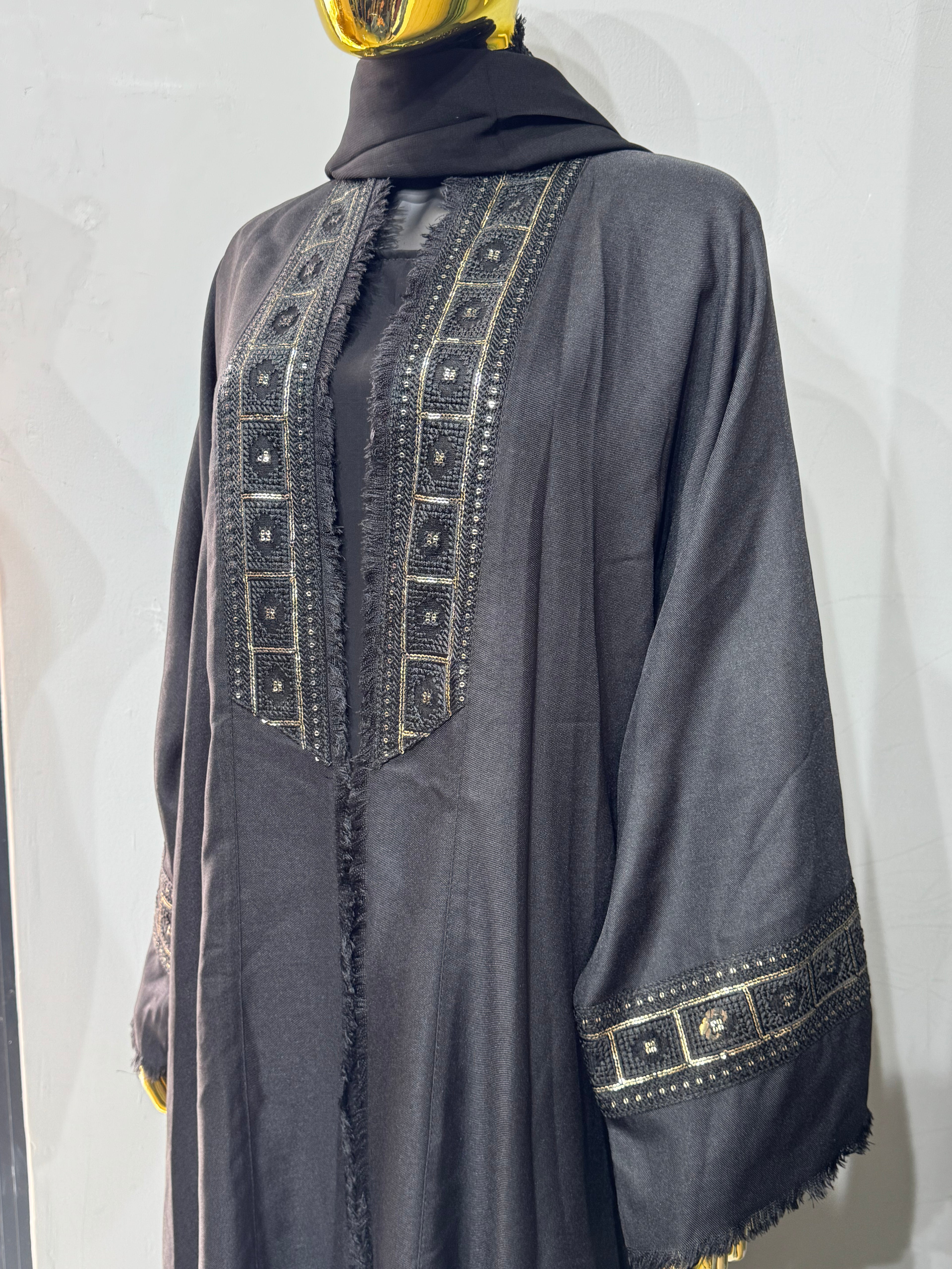 Open Throw Panel Fringe Abaya