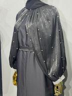 Layl Al Nujūm Pearl-Studded Sleeve Abaya