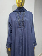Fringe-Trim Embroidered Abaya