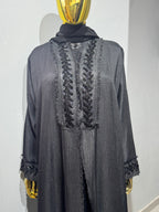 Fringe-Trim Embroidered Abaya