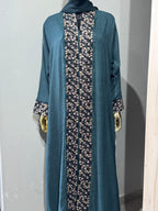 Floral Panel Fringe Open Abaya