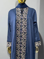 Floral Panel Fringe Open Abaya