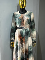 Lams Al Khayal Belted Chiffon Dress