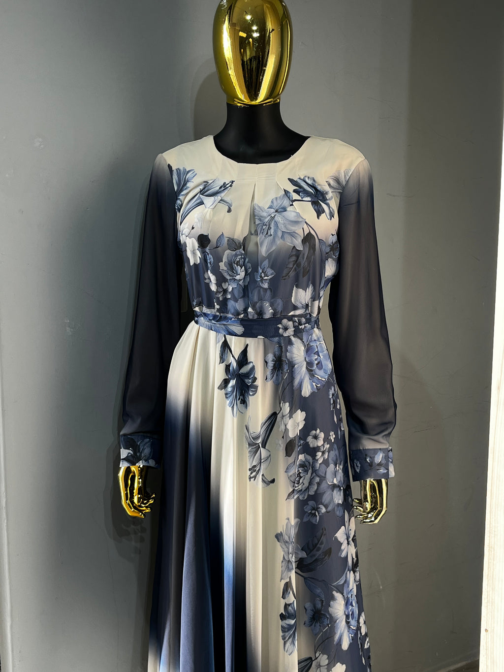 Lams Al Khayal Belted Chiffon Dress