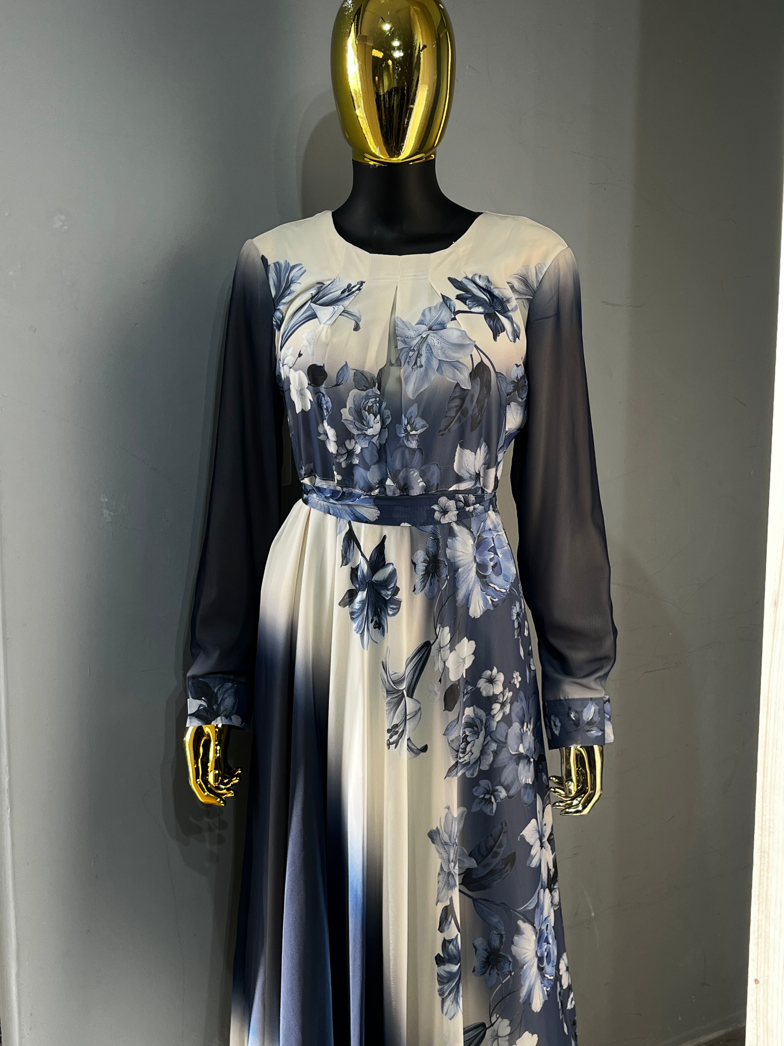 Lams Al Khayal Belted Chiffon Dress