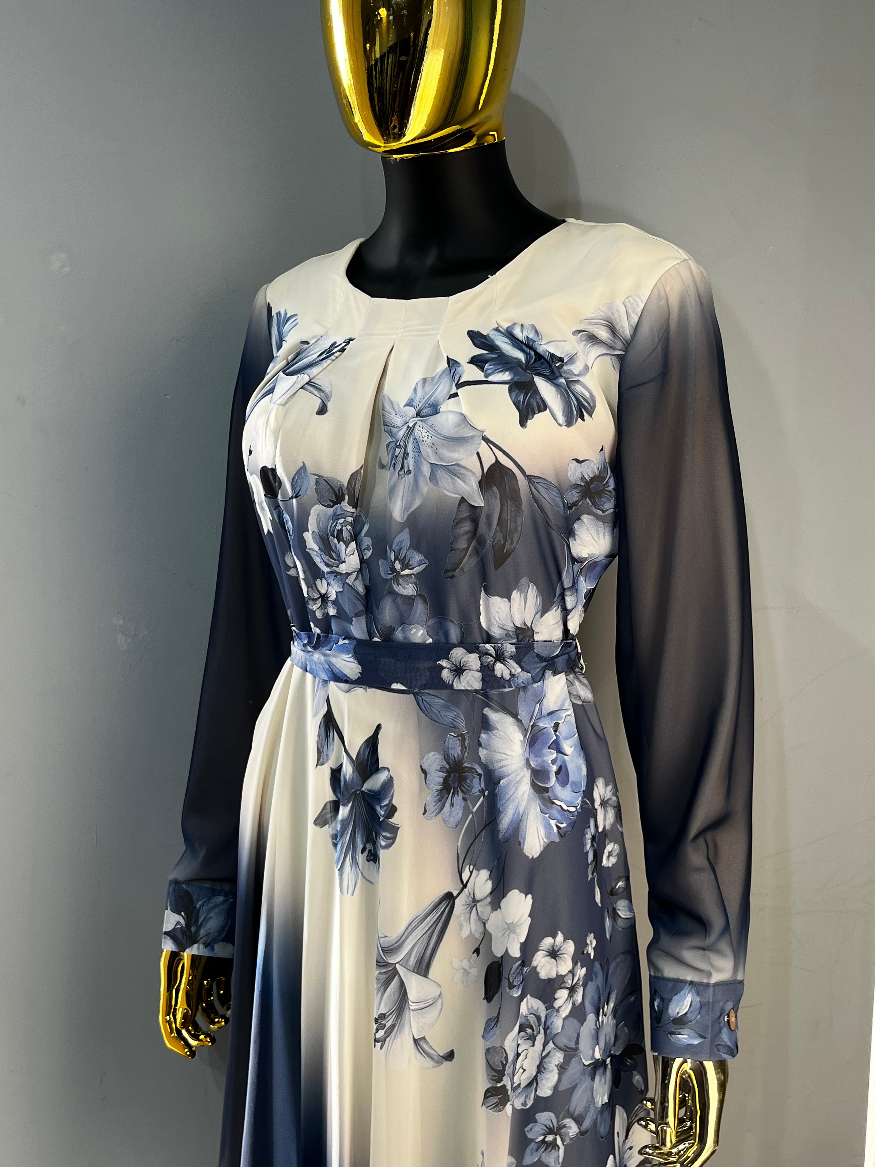 Lams Al Khayal Belted Chiffon Dress