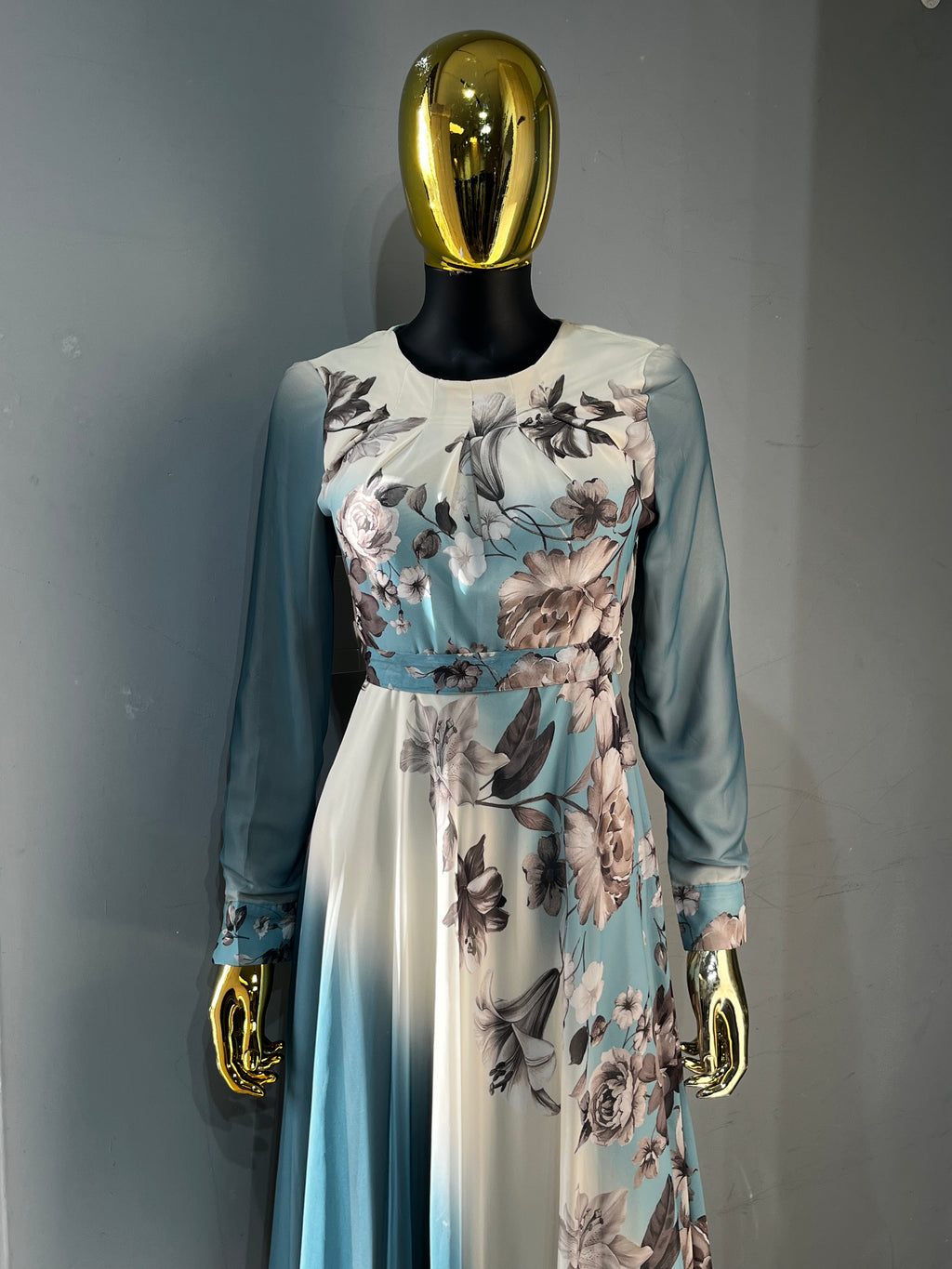 Lams Al Khayal Belted Chiffon Dress