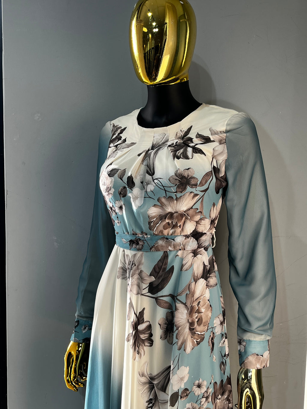 Lams Al Khayal Belted Chiffon Dress
