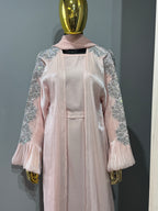 Qamar Al Ward Crystal-Embellished Bell Sleeve Abaya