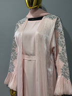 Qamar Al Ward Crystal-Embellished Bell Sleeve Abaya