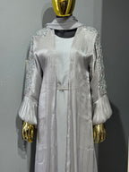 Qamar Al Ward Crystal-Embellished Bell Sleeve Abaya