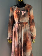Lams Al Khayal Belted Chiffon Dress