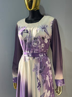 Lams Al Khayal Belted Chiffon Dress