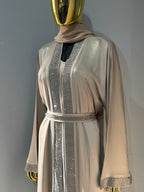 Duha Al Fajr Crystal-Embellished Belted Abaya