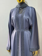 Duha Al Fajr Crystal-Embellished Belted Abaya