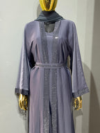 Duha Al Fajr Crystal-Embellished Belted Abaya