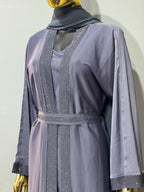 Duha Al Fajr Crystal-Embellished Belted Abaya