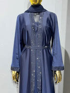 Duha Al Fajr Crystal-Embellished Belted Abaya