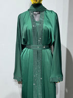 Duha Al Fajr Crystal-Embellished Belted Abaya