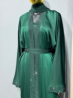 Duha Al Fajr Crystal-Embellished Belted Abaya