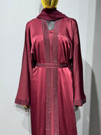 Duha Al Fajr Crystal-Embellished Belted Abaya