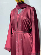 Duha Al Fajr Crystal-Embellished Belted Abaya