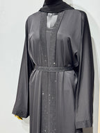 Duha Al Fajr Crystal-Embellished Belted Abaya