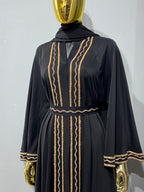 Malika Al Asal Rope-Trim Belted Abaya