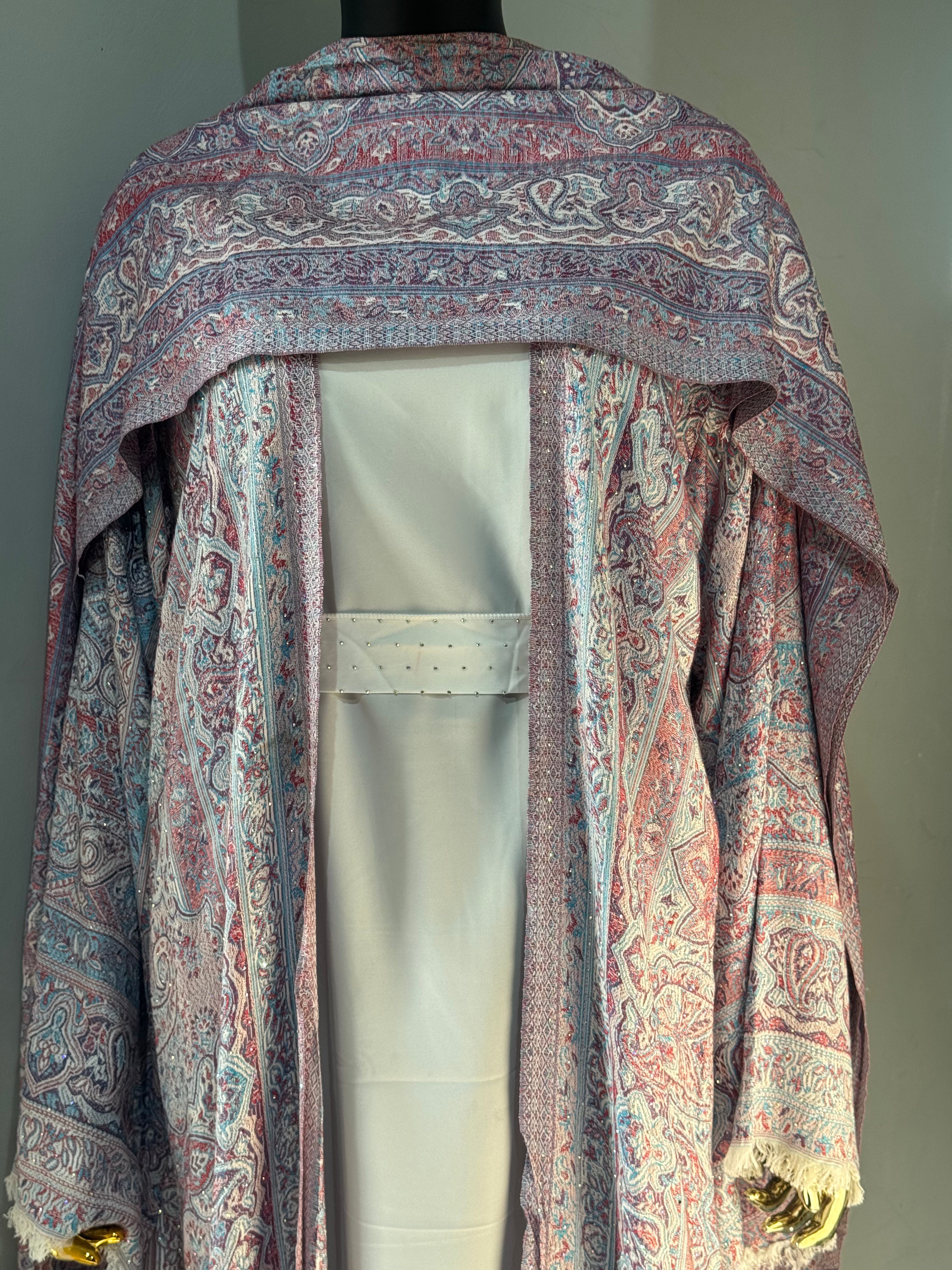 Ornamental Veil Pashmina(white inner)