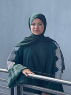 Qamar Al Ward Crystal-Embellished Bell Sleeve Abaya