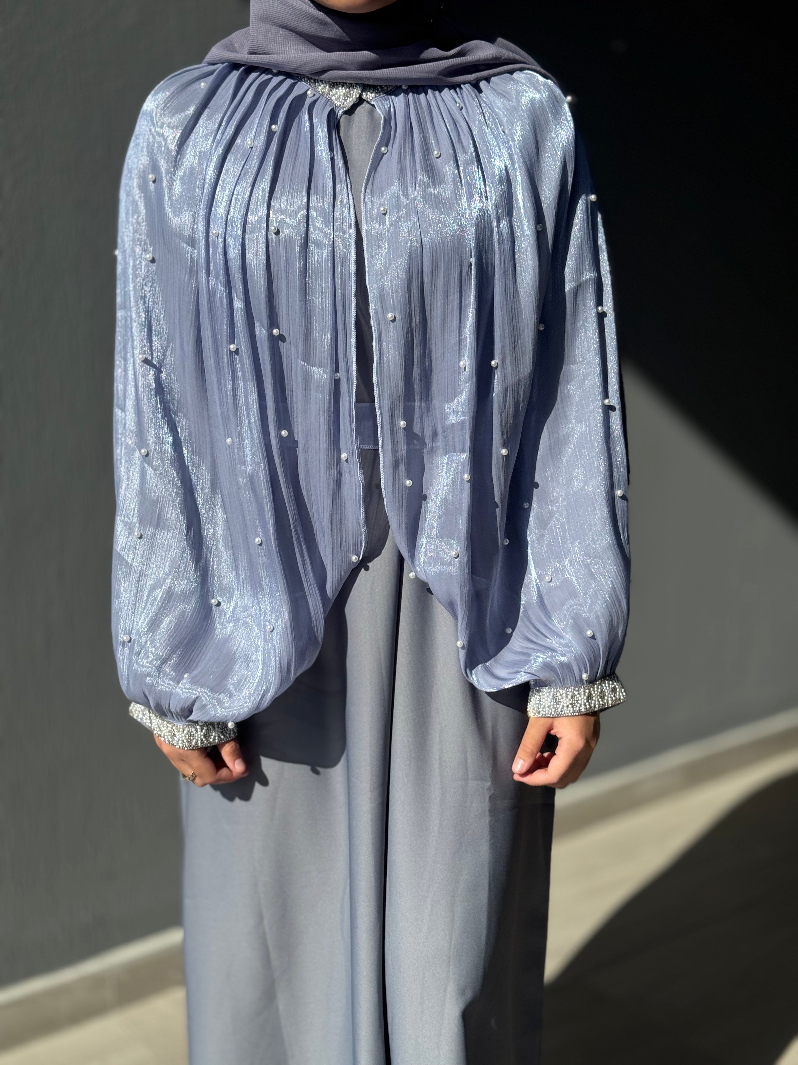 Layl Al Nujūm Pearl-Studded Sleeve Abaya