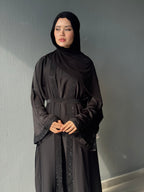 Duha Al Fajr Crystal-Embellished Belted Abaya