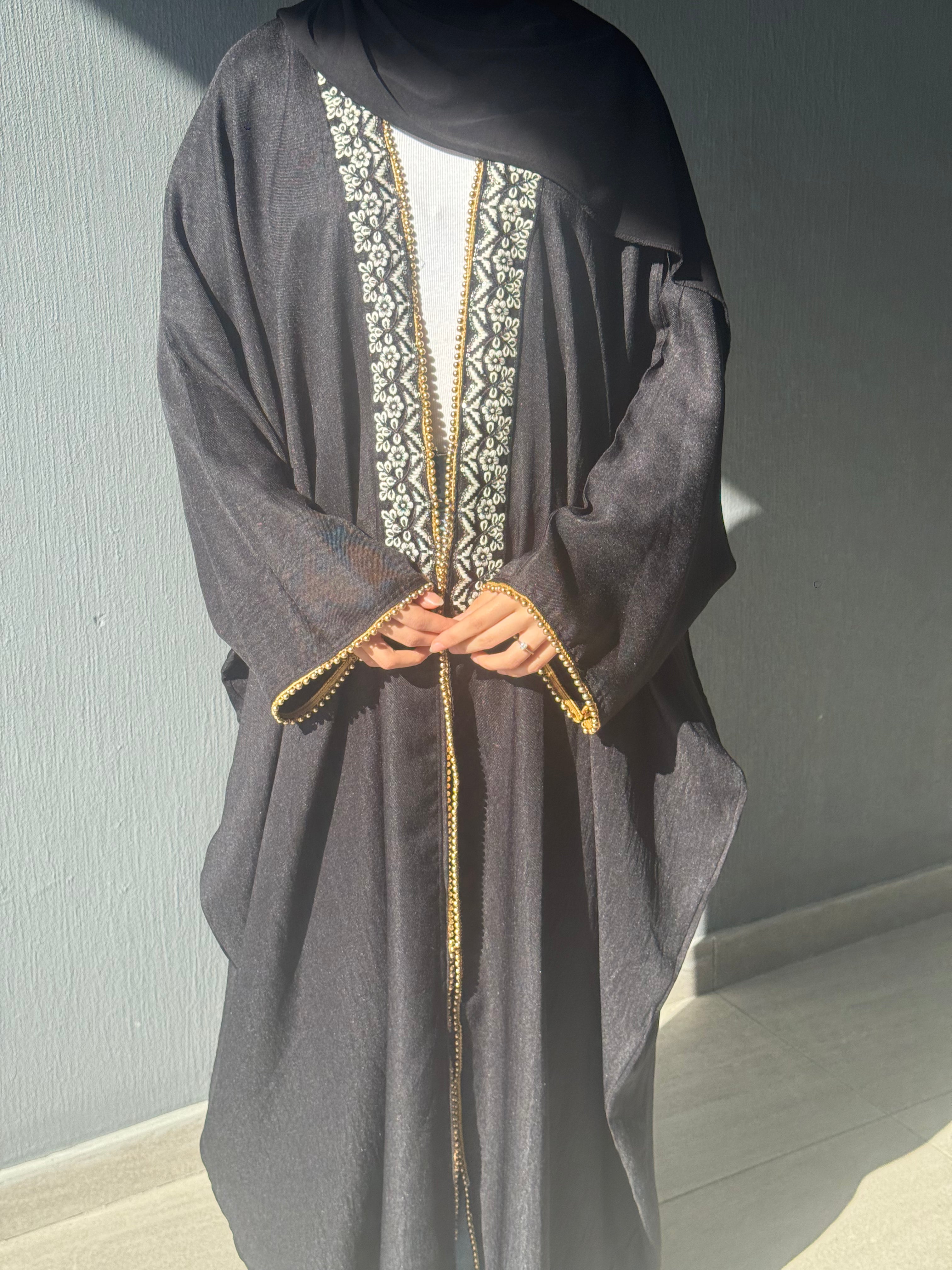 Layla Al Yasmine Floral Embroidered Open Abaya