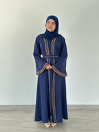 Malika Al Asal Rope-Trim Belted Abaya