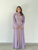 Malika Al Asal Rope-Trim Belted Abaya
