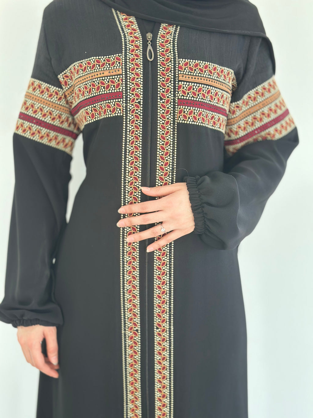 Fatma Tribal Trim Abaya