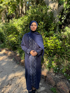 Embroidered linen abaya