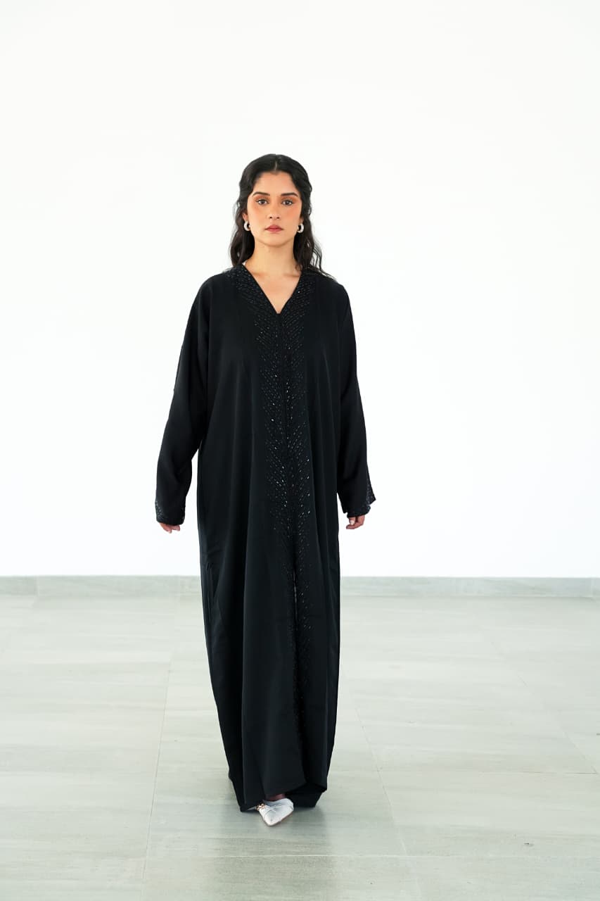 The Midnight Metallic Panel Abaya