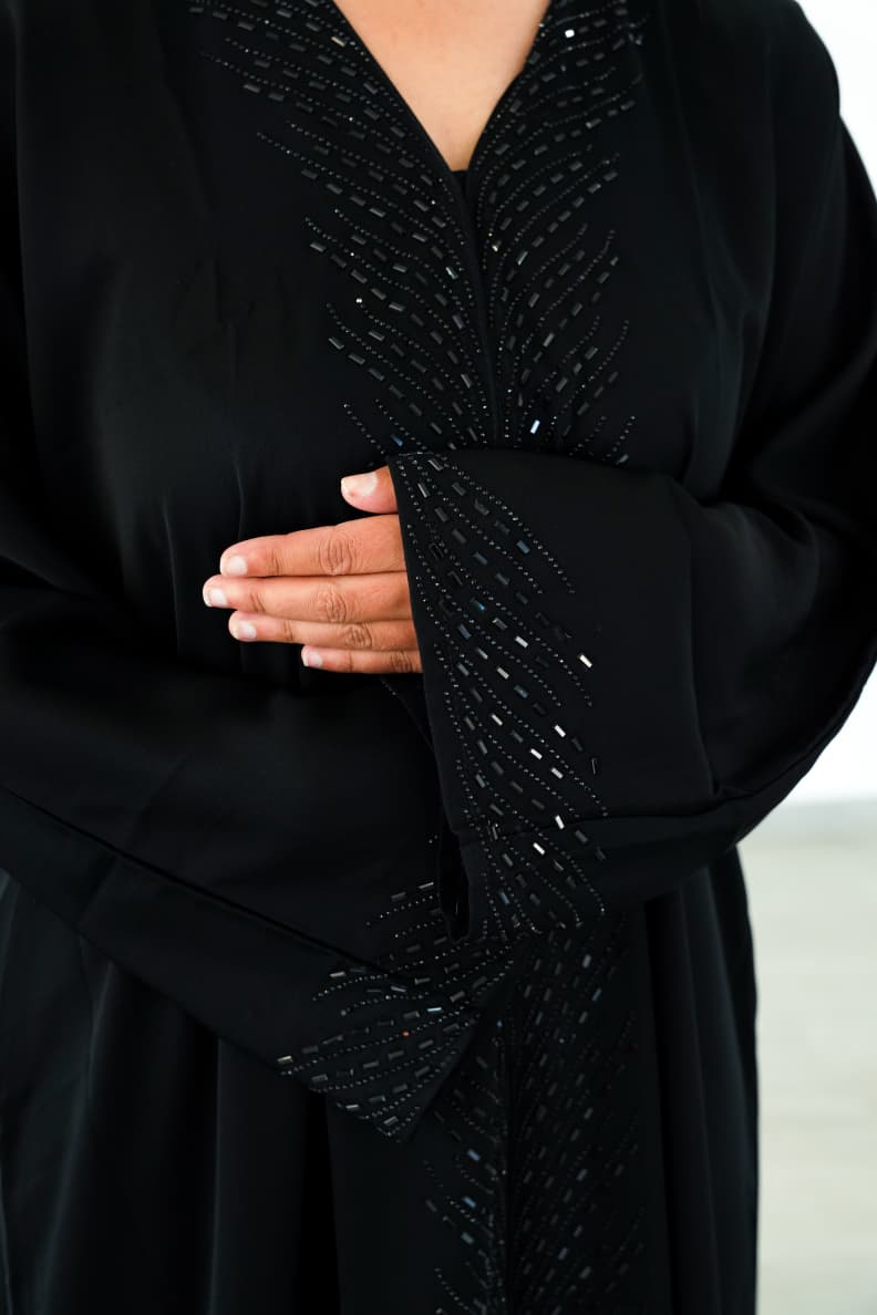The Midnight Metallic Panel Abaya