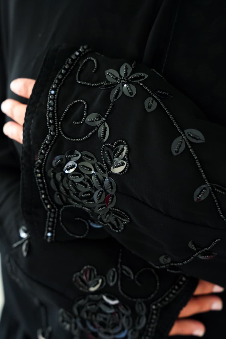 The Jet Black Midnight Sparkle Abaya