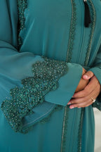 The Teal Baroque Lace Abaya