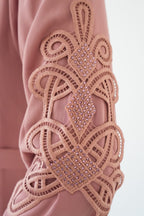 The Dusty Rose Corded Scroll Abaya
