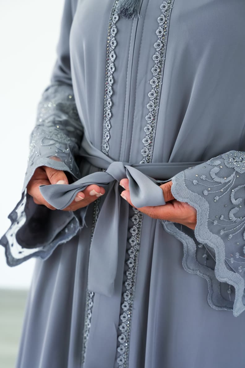 The Bosphorus Slate Lace Abaya