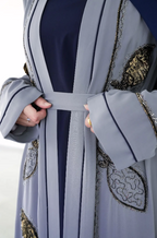 The Sapphire And Teal Leaf Scroll Abaya