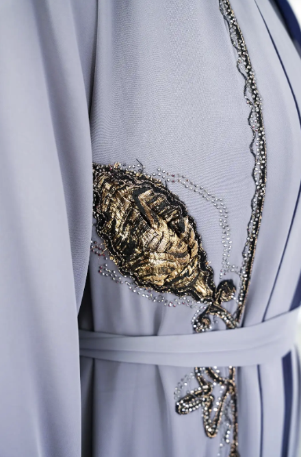The Sapphire And Teal Leaf Scroll Abaya